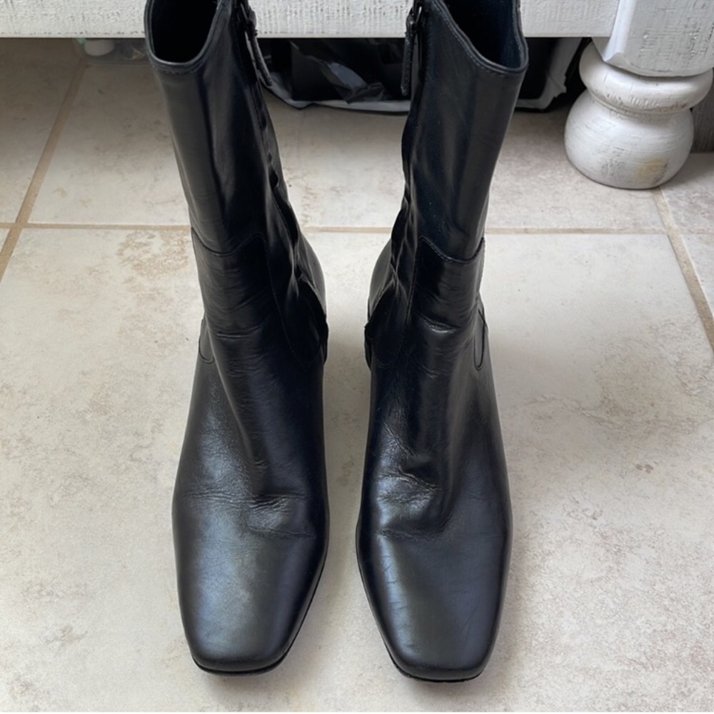 Classiques Entier Alessia black leather Vintage square toe mid boots